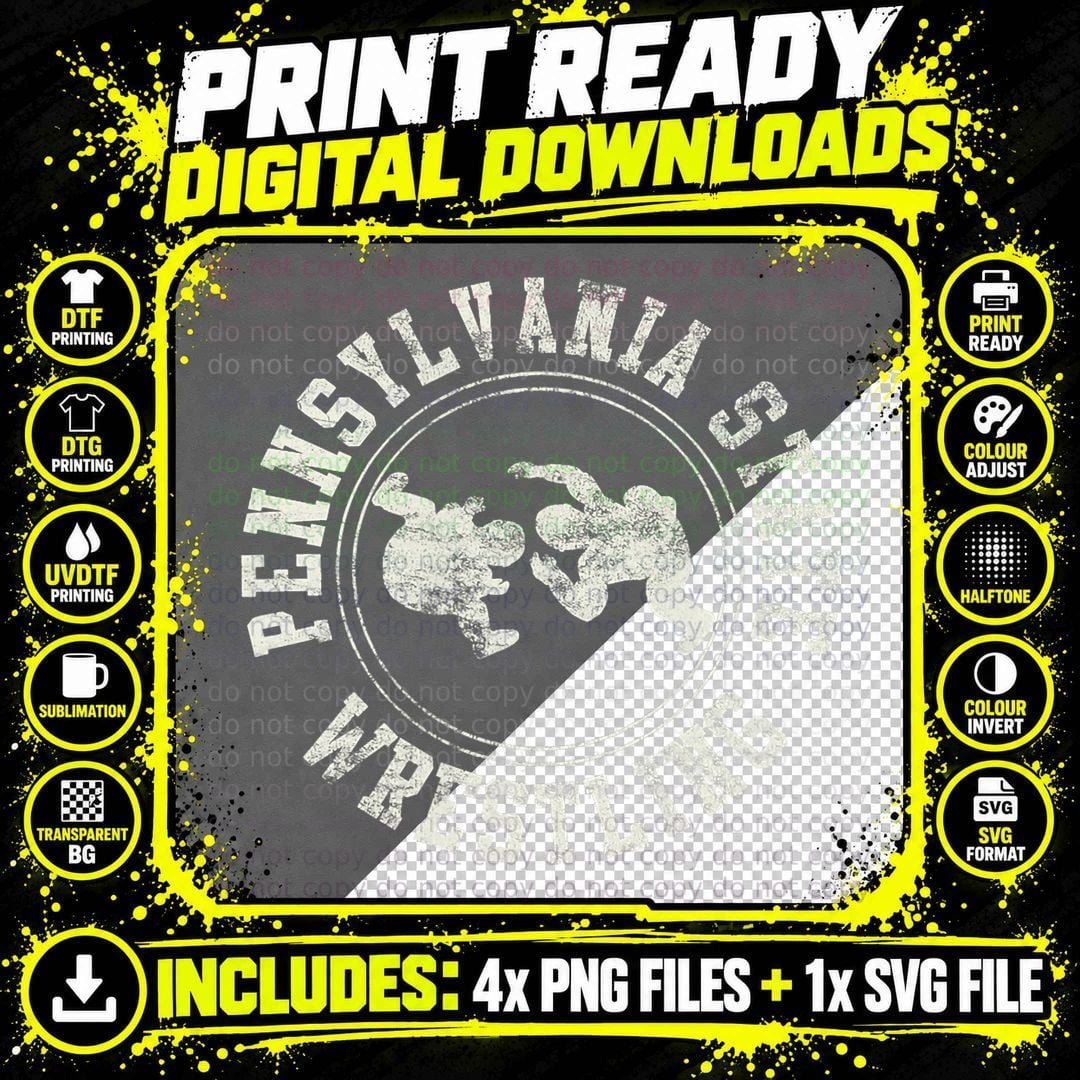 Vintage Pennsylvania State Wrestling Logo Shirt Png SVG Digital Bundle