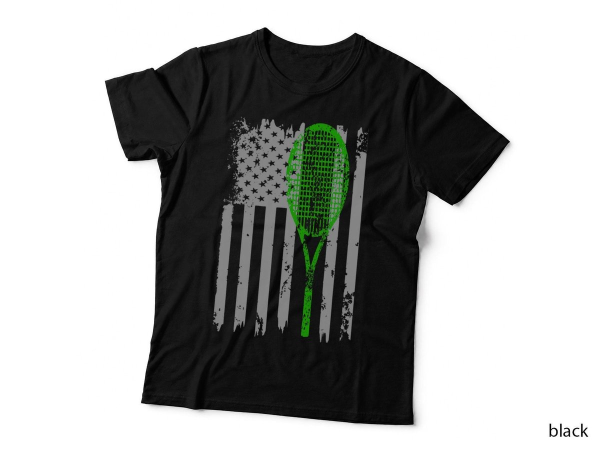 Vintage Retro American Flag with Tennis Racket-Tennis Lover T-Shirt