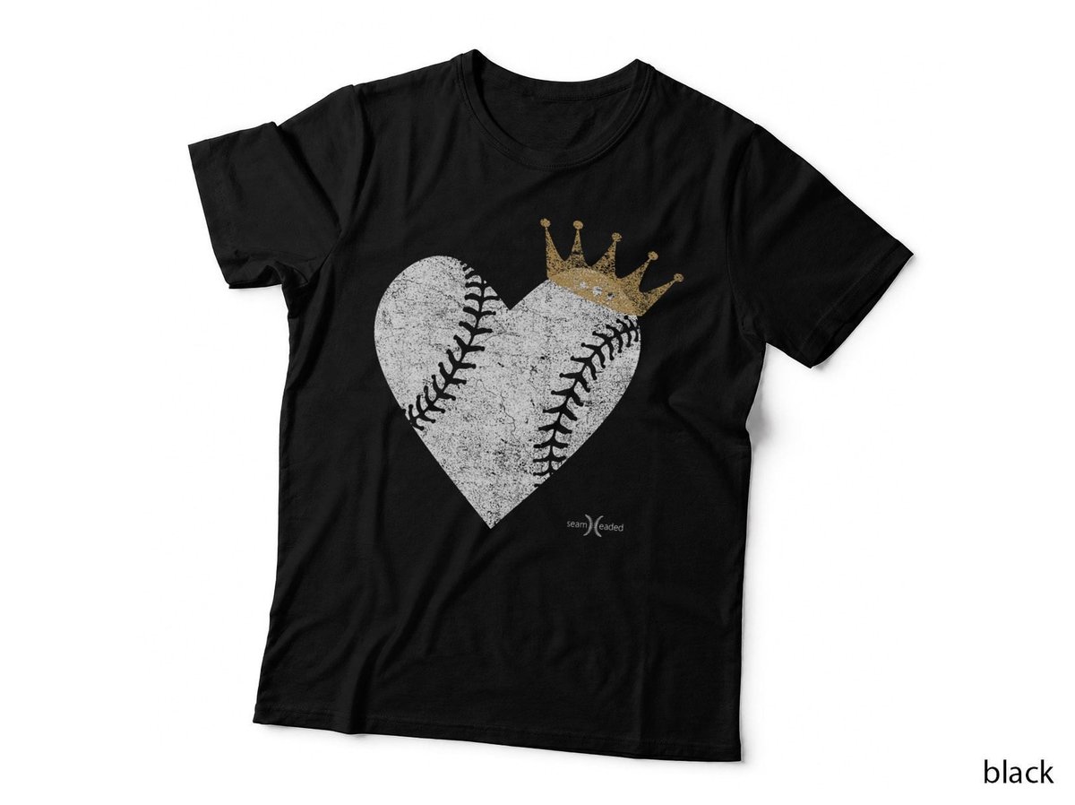 Vintage Royal Baseball Heart with Crown T-Shirt