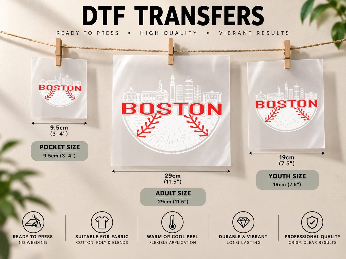 Vintage Style Boston Baseball for Women and Men DTF Transfer Iron On