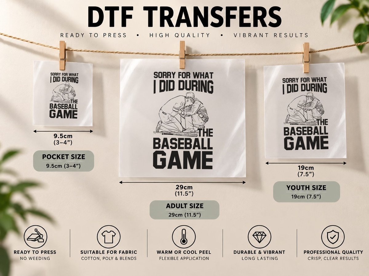 What I Did During the Baseball Game, Slugger Mood DTF Transfer Iron On