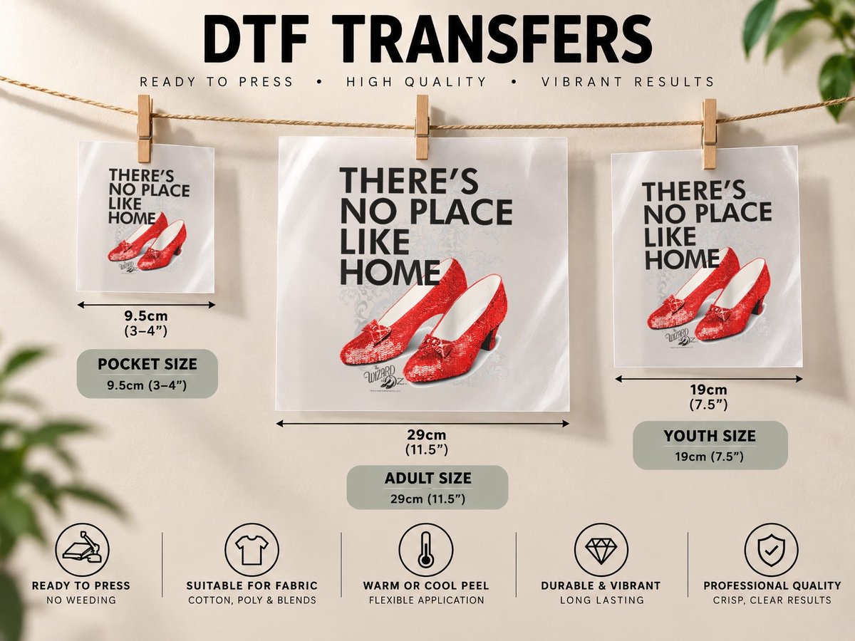 Wizard of Oz No Place Like Home DTF Transfer Iron On