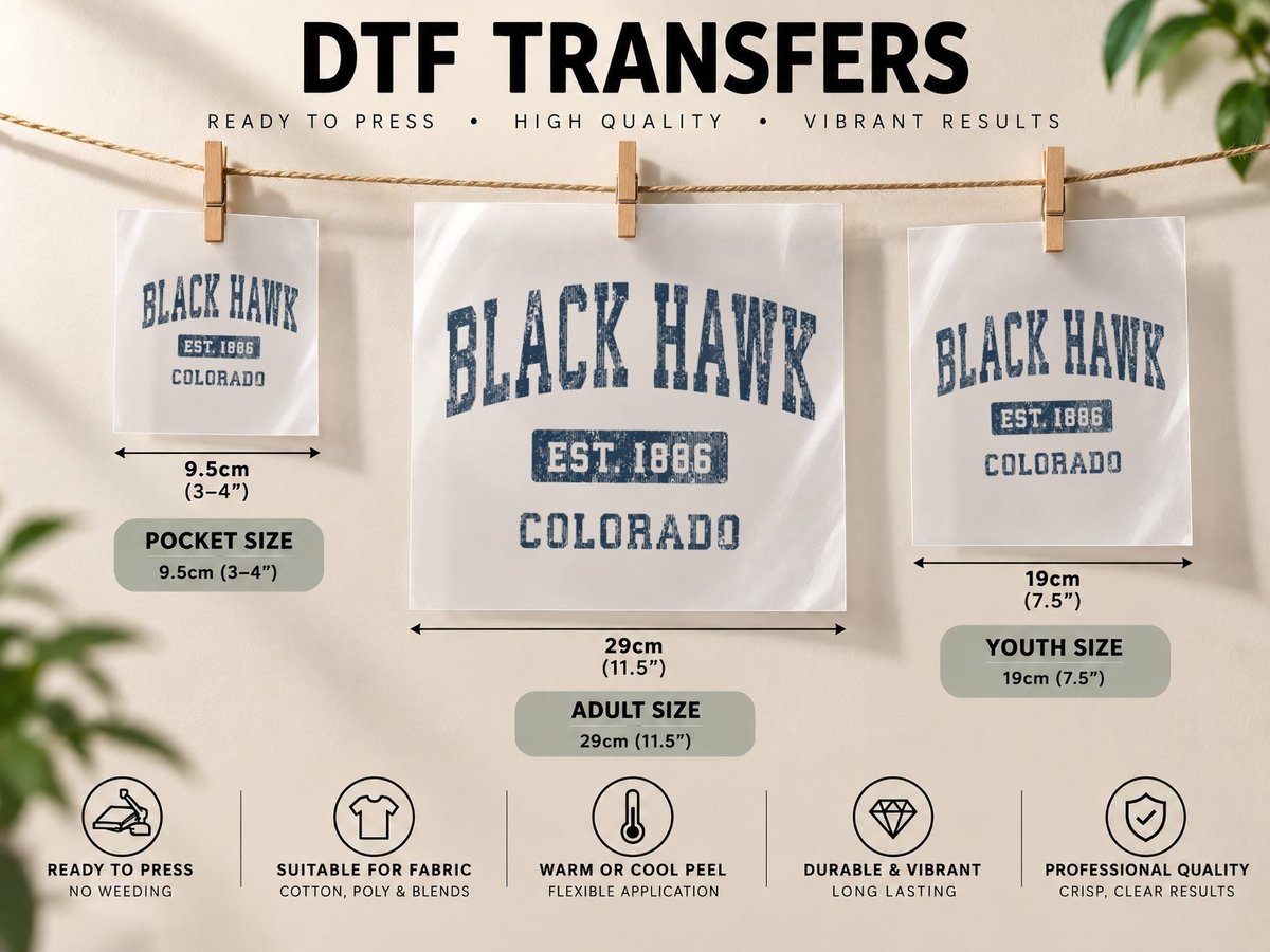 Womens Black Hawk Colorado CO Vintage Athletic Sports DTF Transfer Iron On