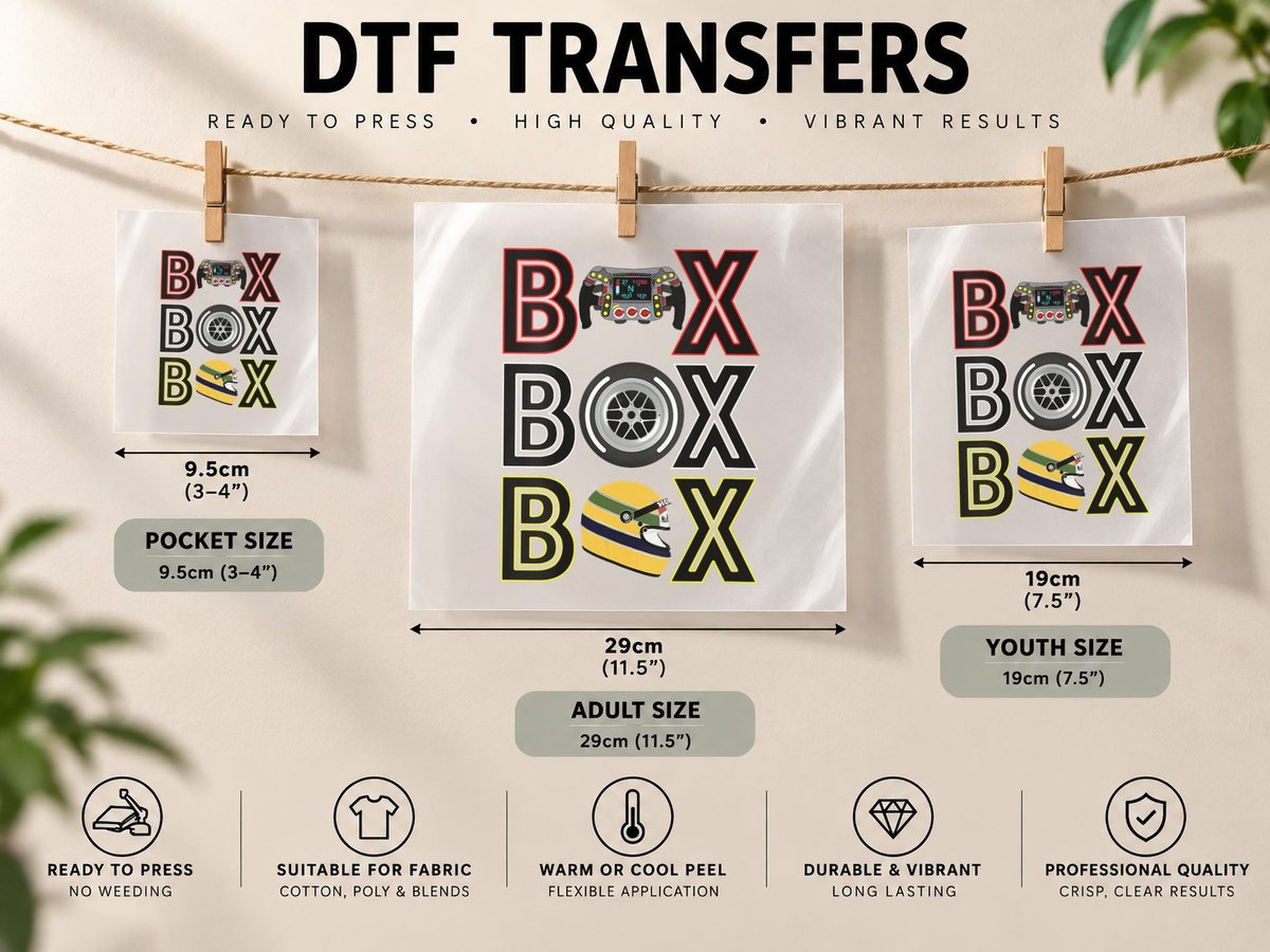Womens Box Box Box Formula Racing Circuits Sport DTF Transfer Iron On