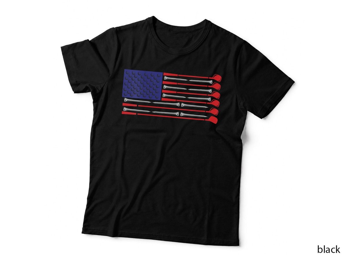 Womens Golf American Flag Patriotic 4th of July for Men Women Kids V-Neck