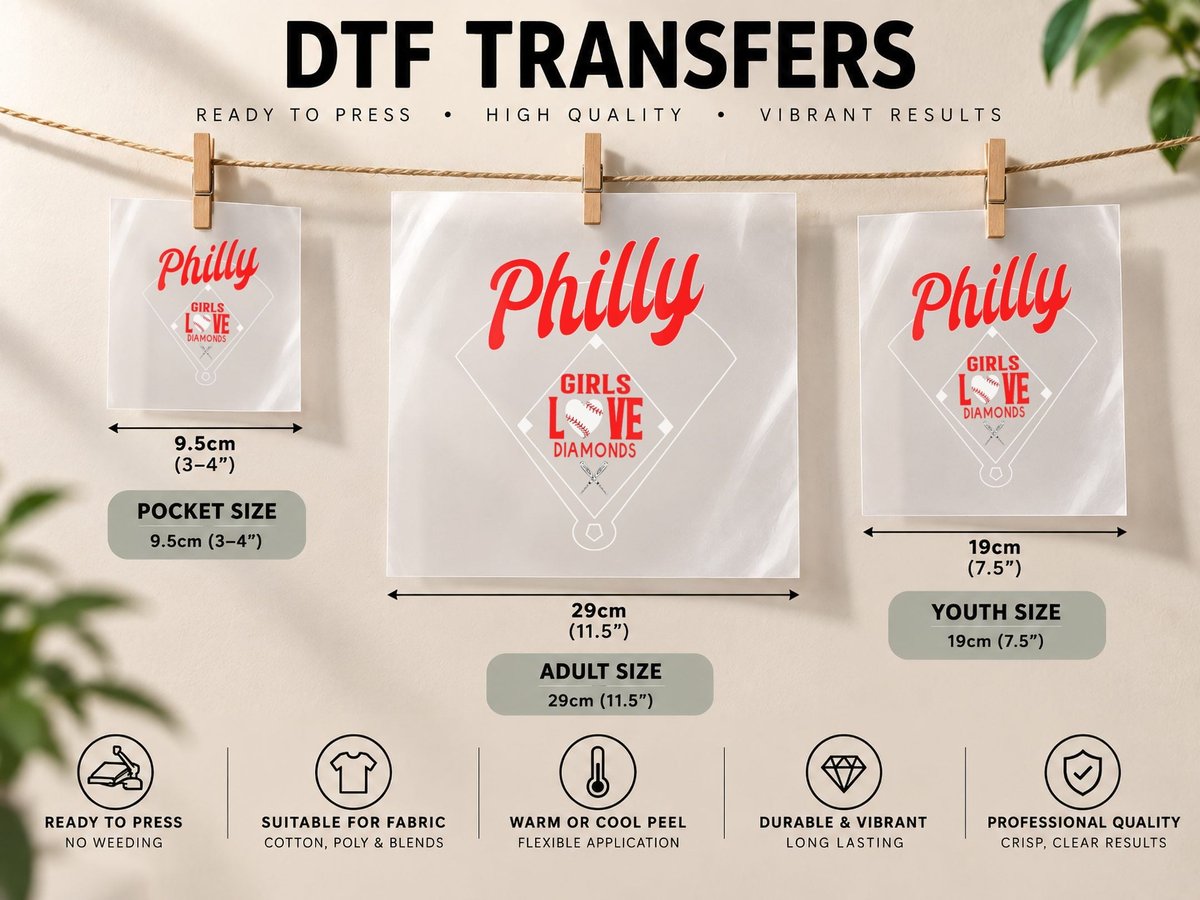 Womens Philly Girls Love Baseball Philadelphia Fan Funny DTF Transfer Iron On