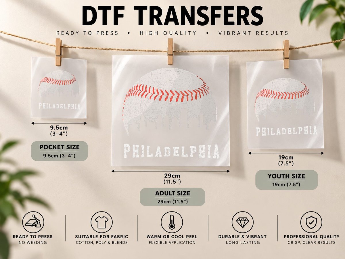 Womens Philly Skyline - Vintage Philadelphia Baseball Fans DTF Transfer Iron On