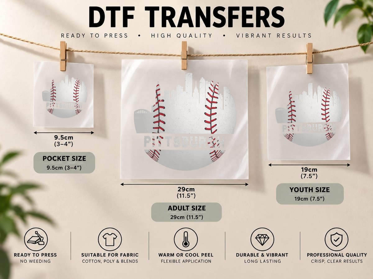 Womens Pittsburgh Baseball Cityscape Distressed Novelty DTF Transfer Iron On