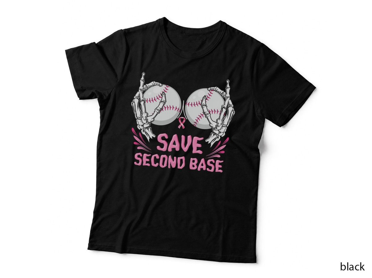 Womens Save Baseball Boobs Softball Funny Breast Cancer T-Shirt