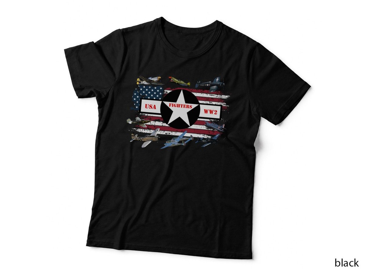 World War 2 USA Fighter Plane Air War Collection Graphic Long Sleeve T-Shirt