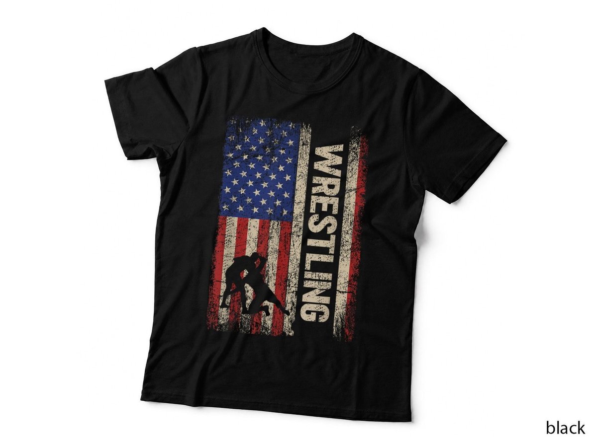 Wrestling USA American Flag Shirt Wrestle 4th of July Men T-Shirt
