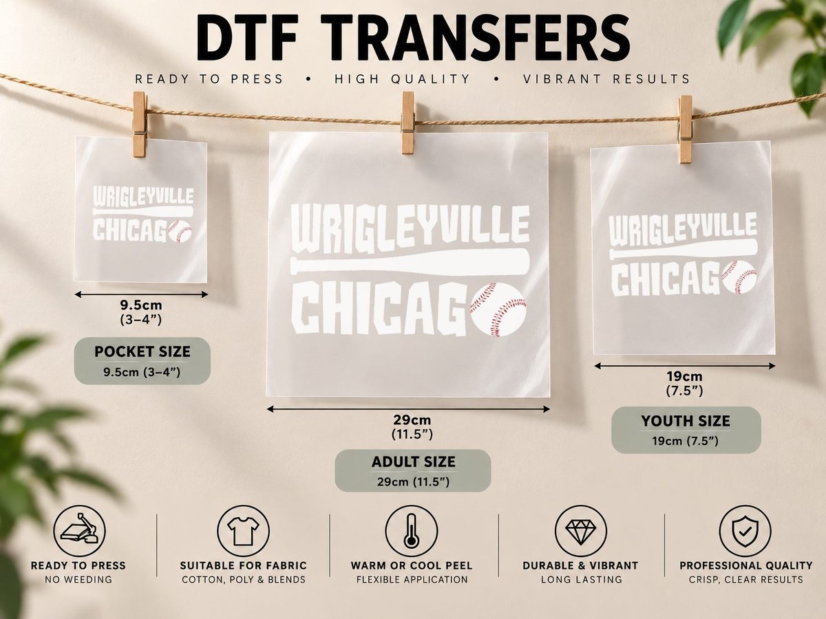 Wrigleyville Chicago Baseball American DTF Transfer Iron On