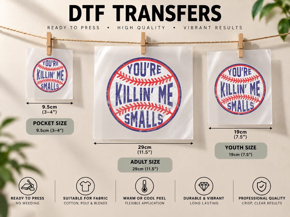 You're Killin Me Smalls Funny Designer Baseball T DTF Transfer Iron On