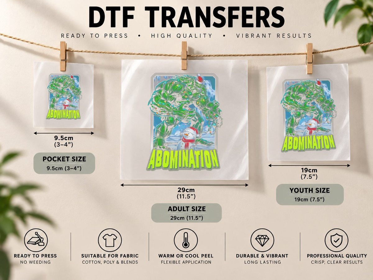 Abomination Green Festive Tree Holiday DTF Transfer Iron On