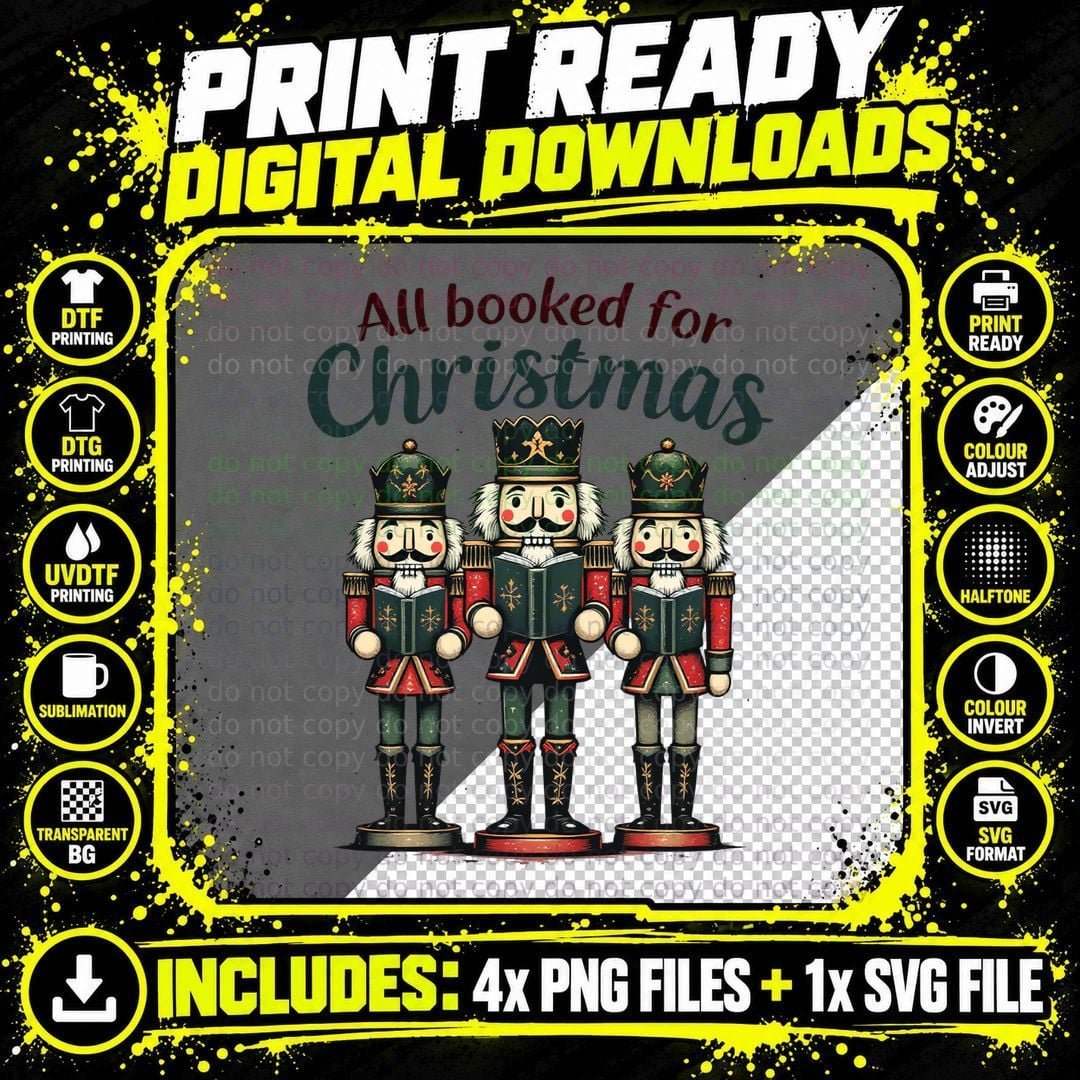 All Booked for Christmas Coffee T-Shirt Png SVG Digital Bundle