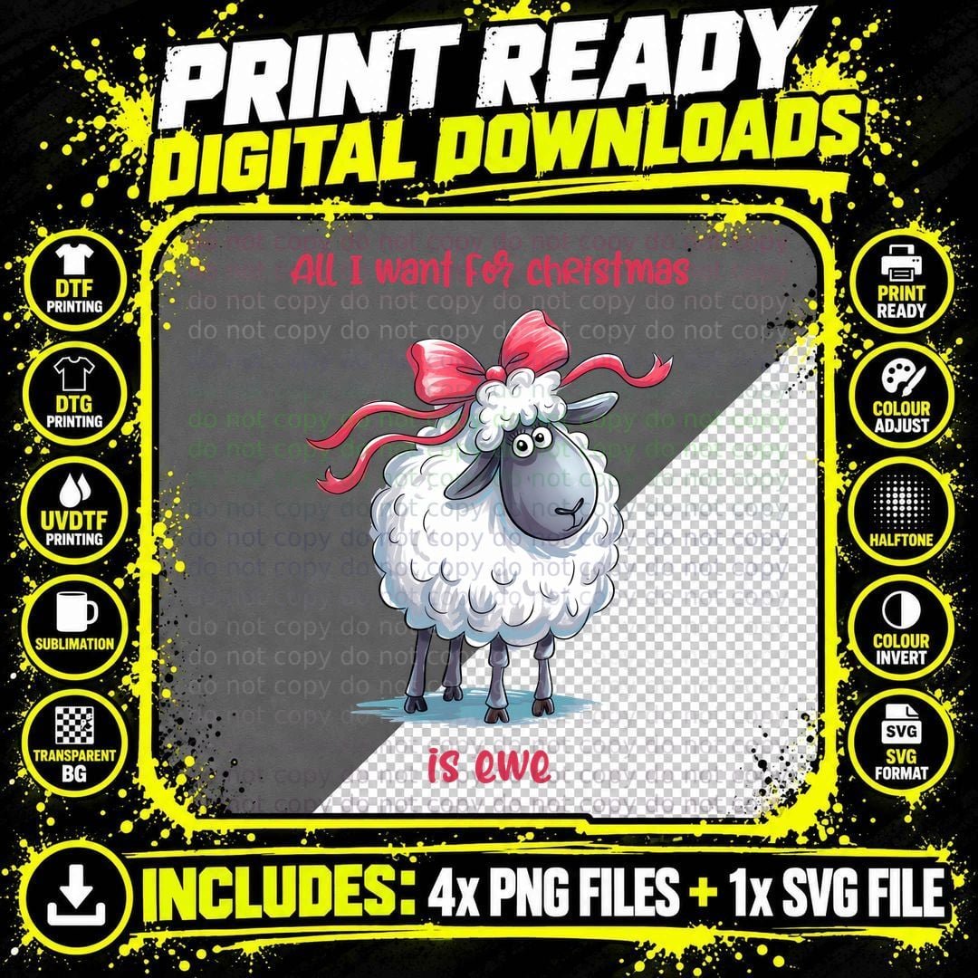 All I Want for Christmas Is Ewe Christmas T-Shirt Png SVG Digital Bundle