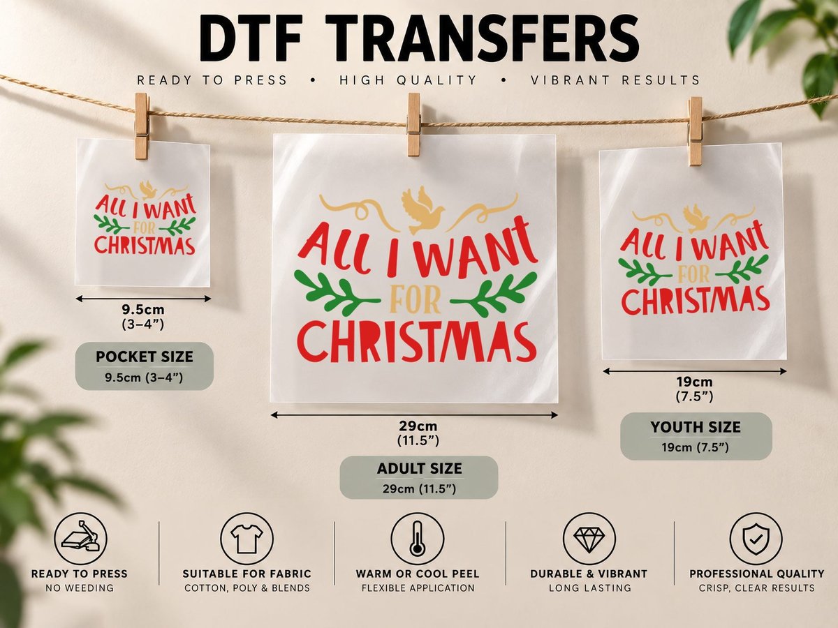 All I Want for Christmas DTF Transfer Iron On