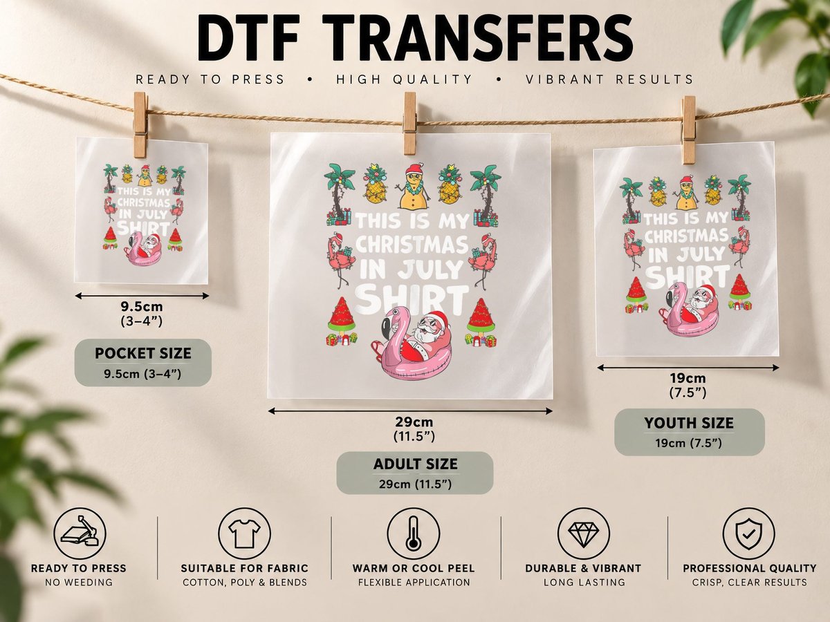 And Ugly This Is My Christmas in July, Funny Holiday DTF Transfer Iron On