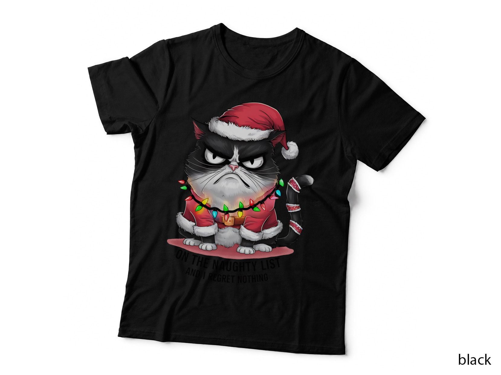 Angry Christmas Cat Christmas T-Shirt, Funny Xmas Graphic Tee