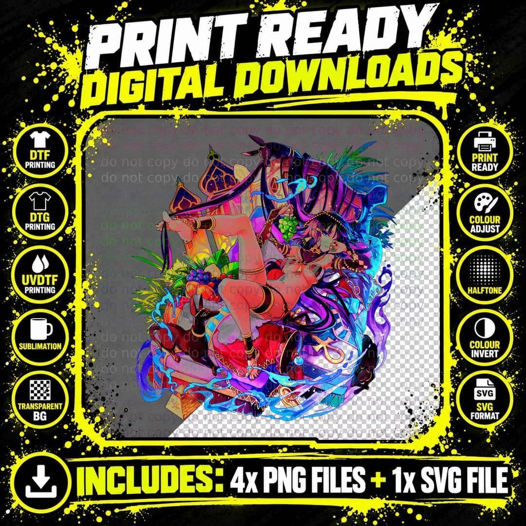Anime Girl Group Celebration Colorful Festive T-Shirt Png SVG Digital Bundle