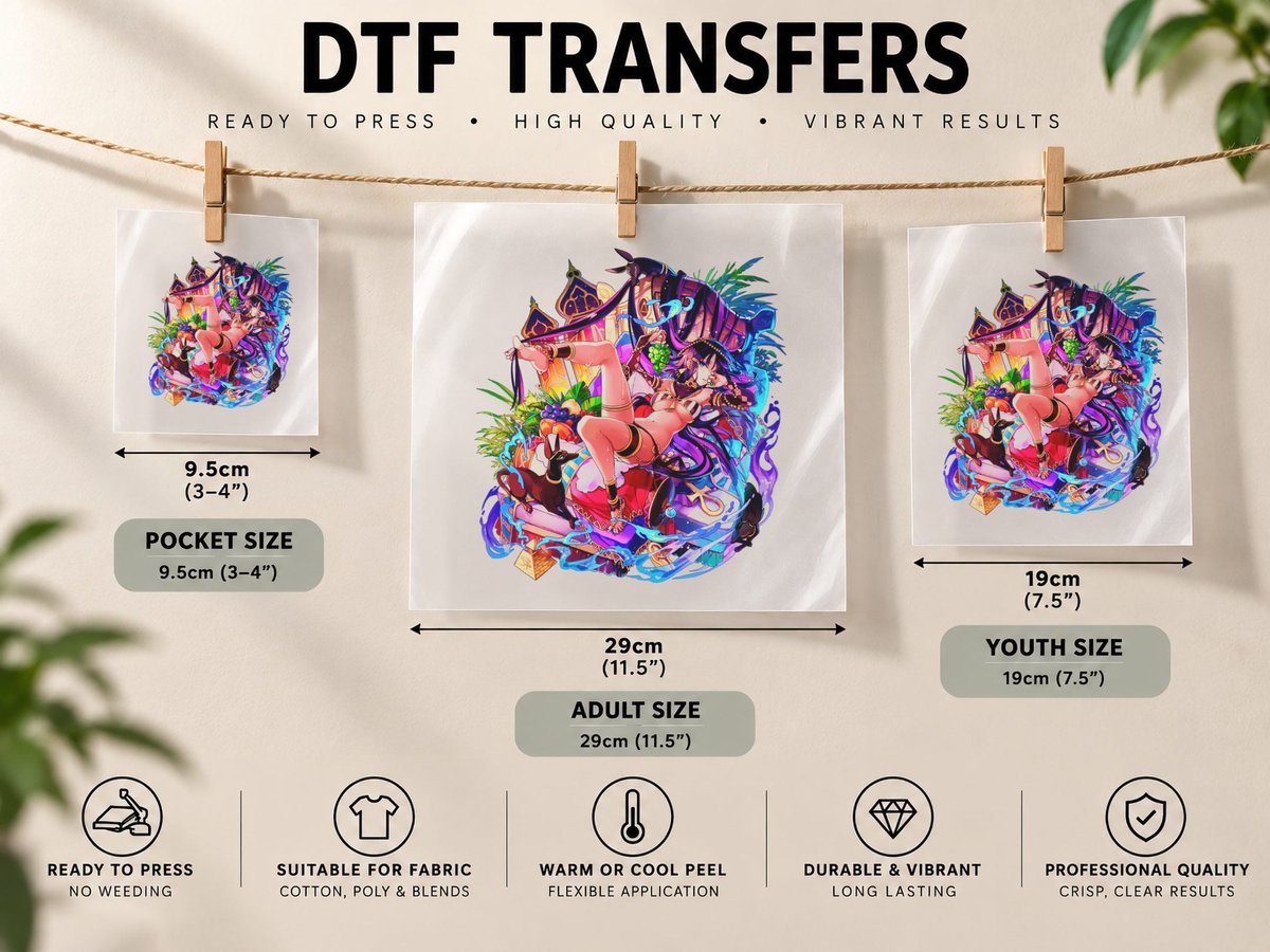 Anime Girl Group Celebration Colorful Festive DTF Transfer Iron On