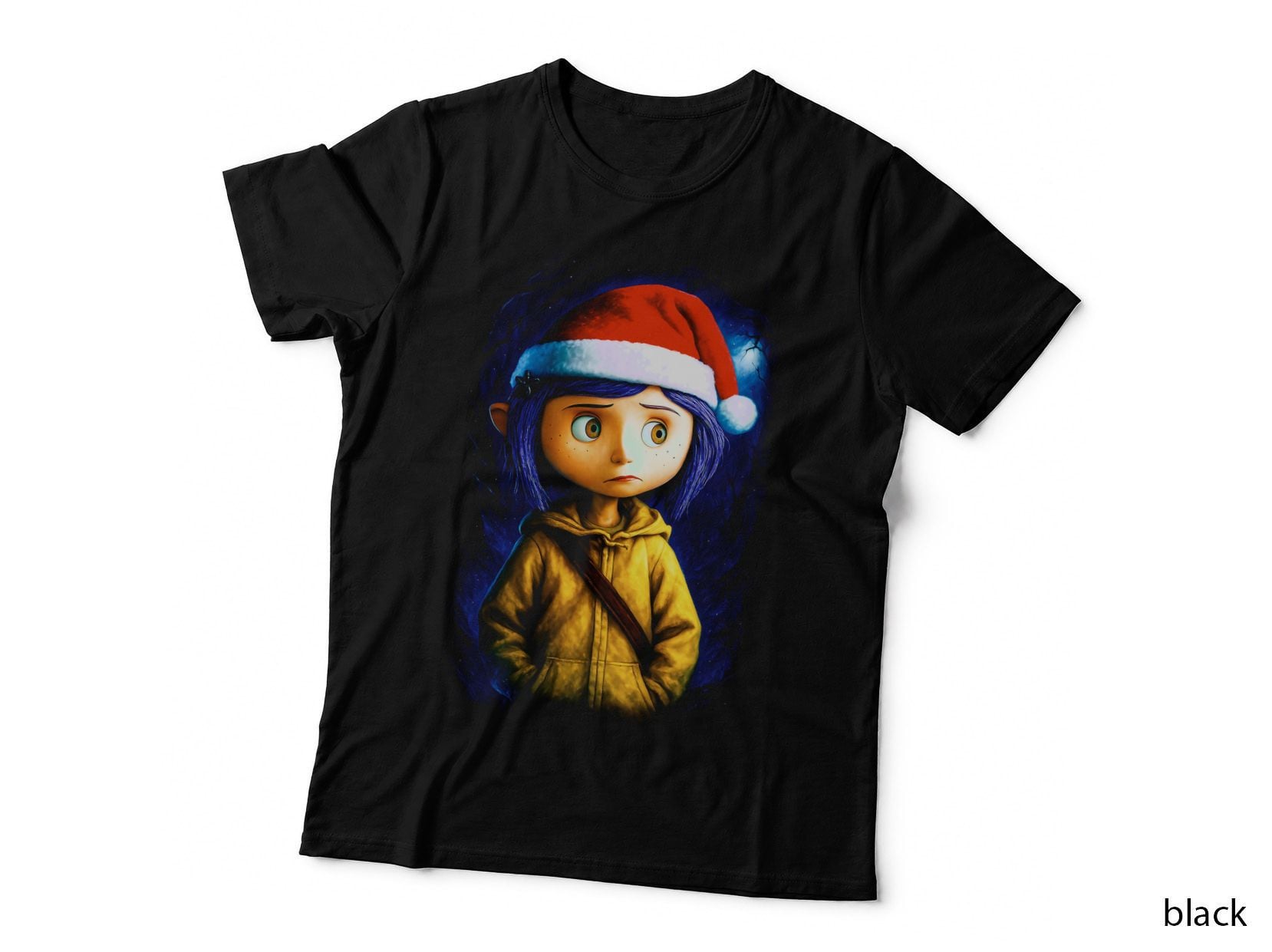 Anime Winter Character Yellow Coat Halftone Christmas T-Shirt