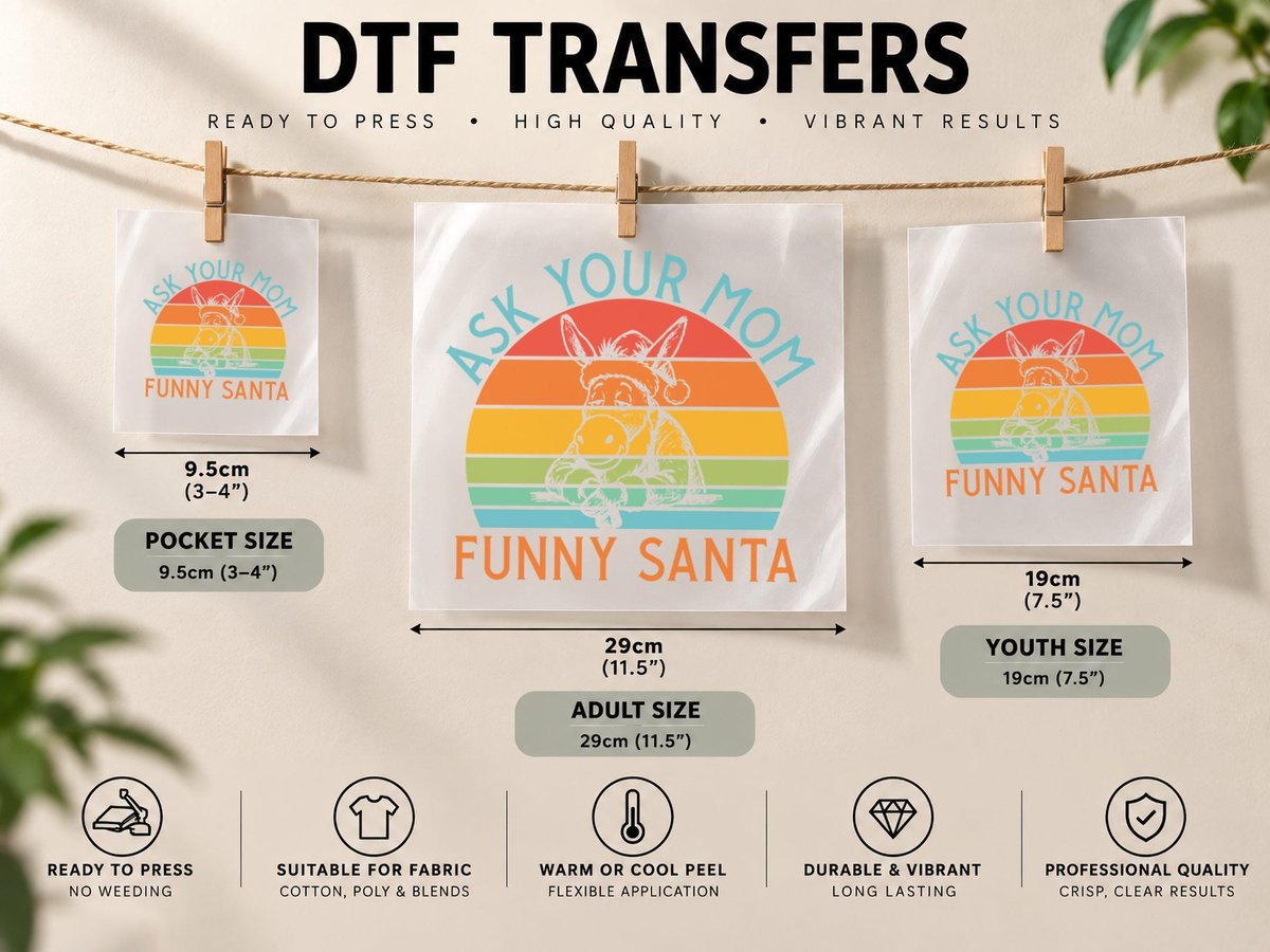 Ask Your Mom Funny Santa Funny Mama DTF Transfer Iron On
