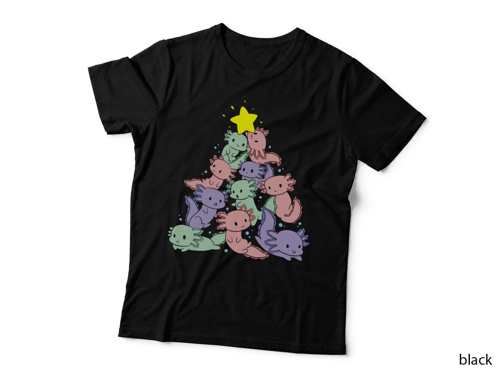 Axolotl Christmas Tree Pajama Cute X-Mas Kawaii Animal T-Shirt