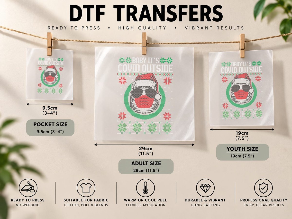 Baby Its C.o.v-I.d. Outside - Ugly Christmas Gift DTF Transfer Iron On