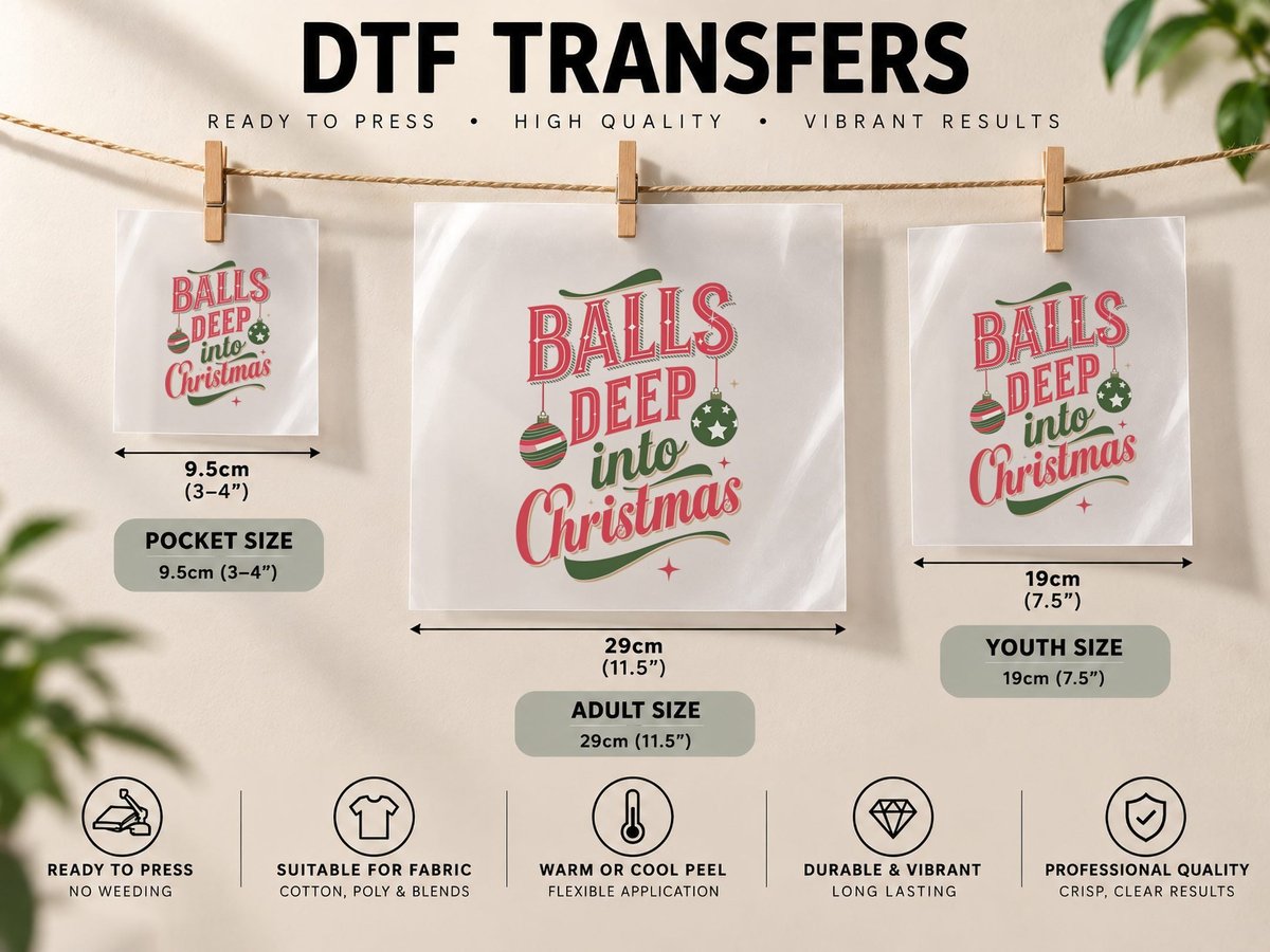 Balls Deep into Christmas, Funny Xmas, Ugly DTF Transfer Iron On