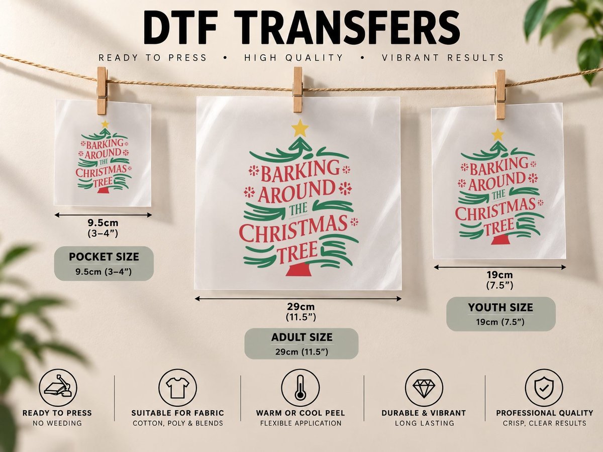 Barking Around the Christmas Tree Christmas, Funny Xmas DTF Transfer Iron On