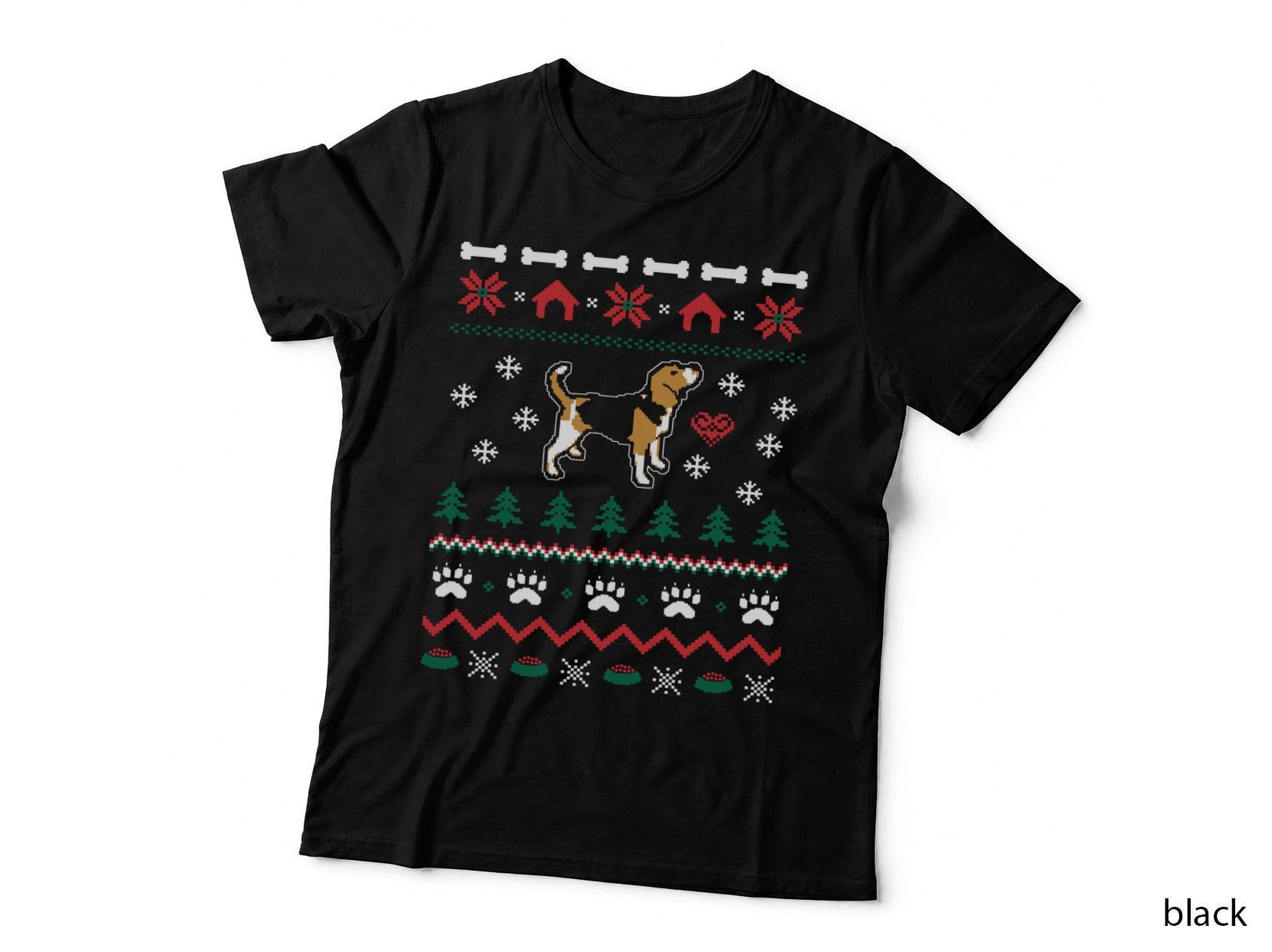 Beagle Dog Ugly Christmas Xmas, Funny Holiday for Women, Winter T-Shirt