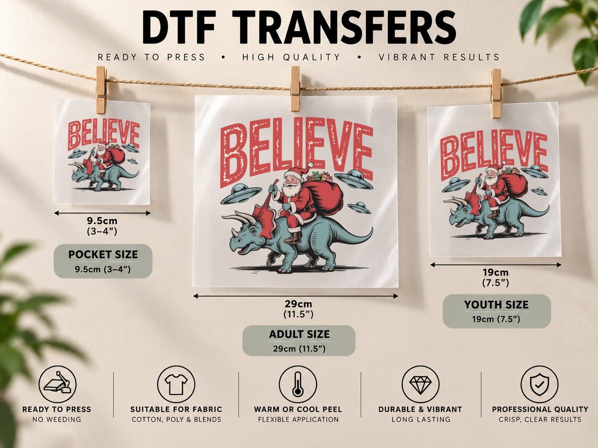 Believe Christmas, Funny Xmas, Funny Christmas Gift DTF Transfer Iron On
