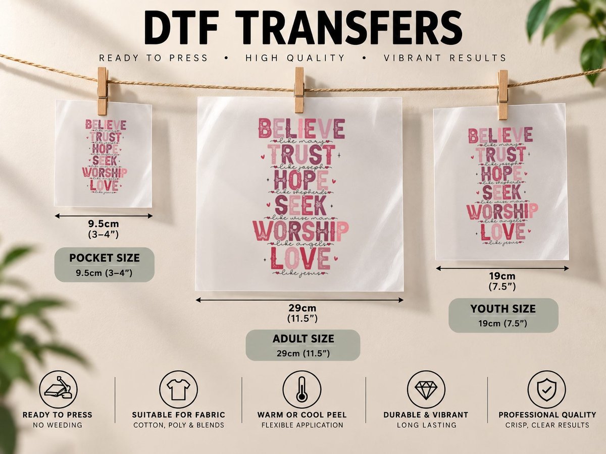 Believe Like Mayo Trust Joseph Hope Multicolor Spiritual DTF Transfer Iron On