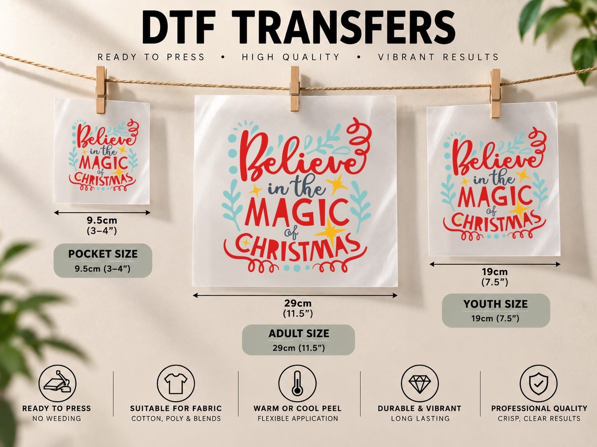Believe in the Magic of Christmas DTF Transfer Iron On
