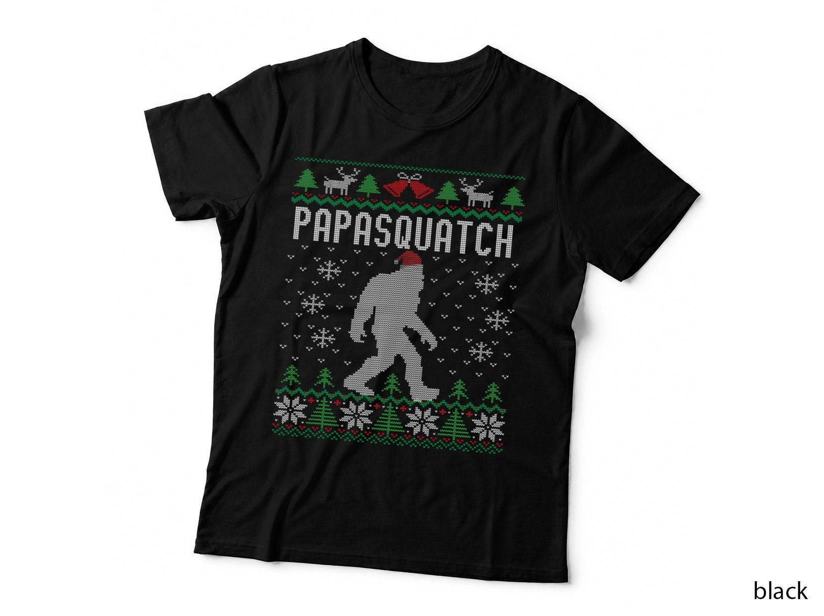 Bigfoot Santa Ugly Christmas Pajamas Dad, Funny Holiday Gift for Men T-Shirt