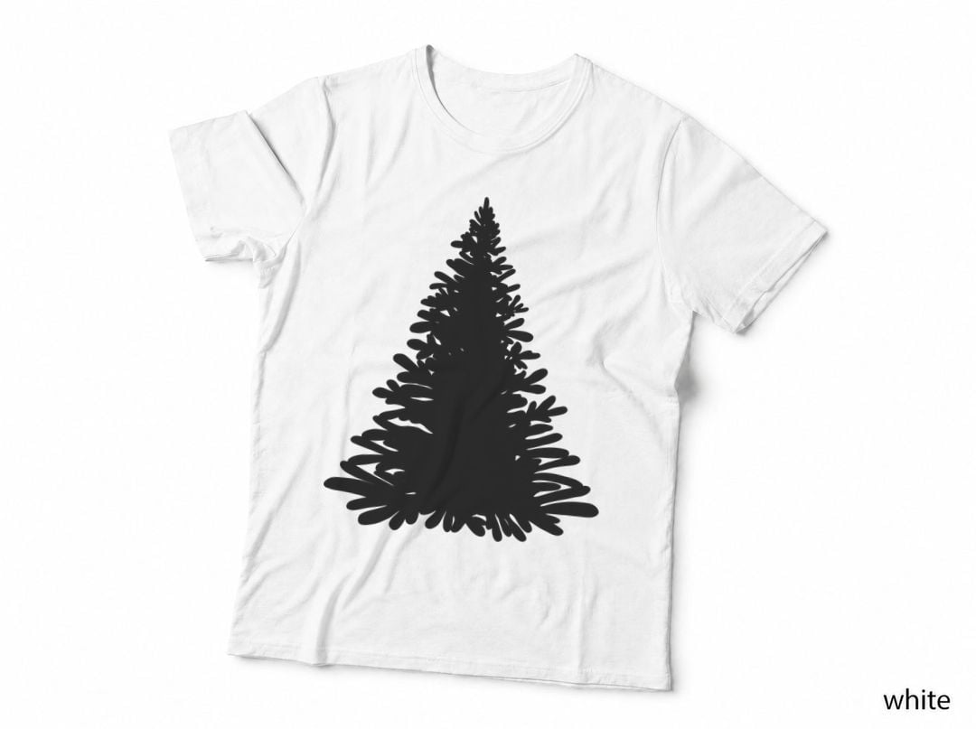 Black Christmas Tree Silhouette Tree T-Shirt, Tree Graphic Tee, Tree Lover Shirt