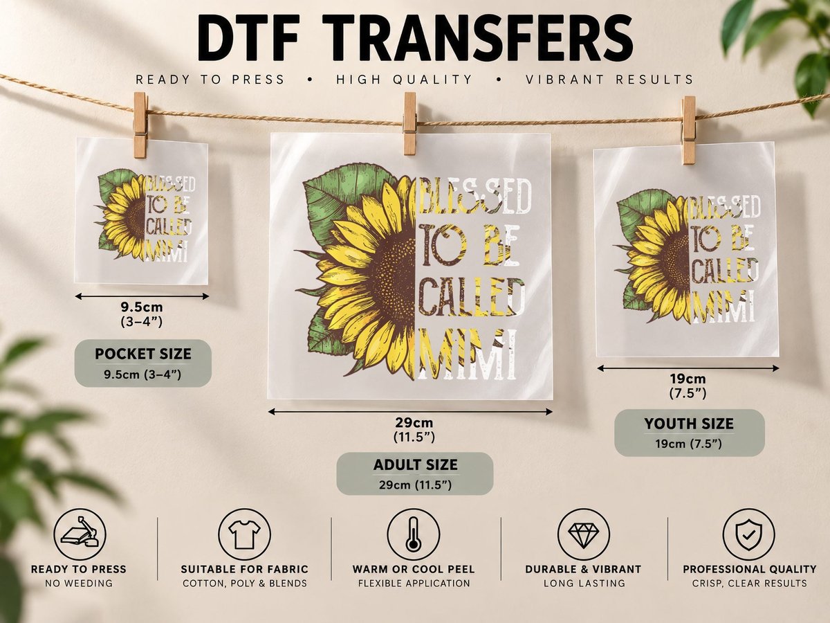 Blessed to Be Called Mimi Sunflower Grandma Gifts Christmas DTF Transfer Iron On