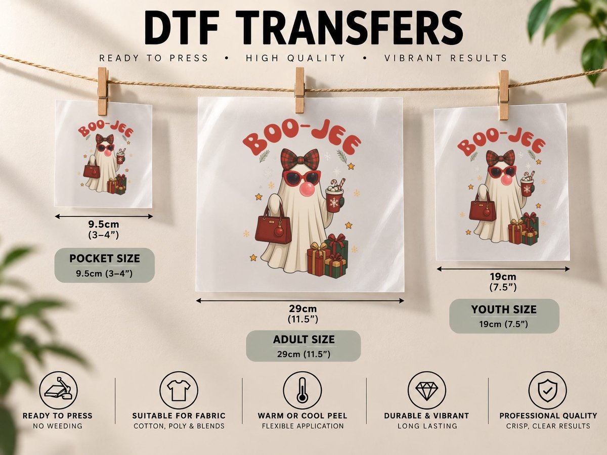 Boo-Jee Christmas, Funny Xmas, Ugly DTF Transfer Iron On