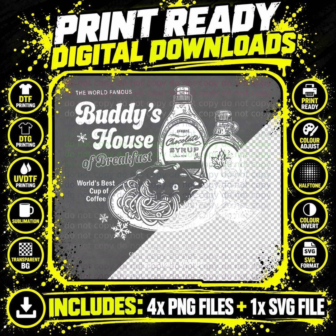 Buddys House of Breakfast Funny Cute Christmas Fitness Png SVG Digital Bundle