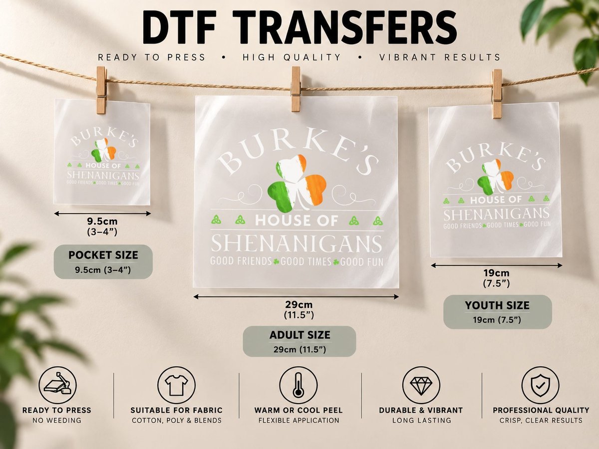 Burke House of Shenanigans St Patricks Day, Irish Pride DTF Transfer Iron On