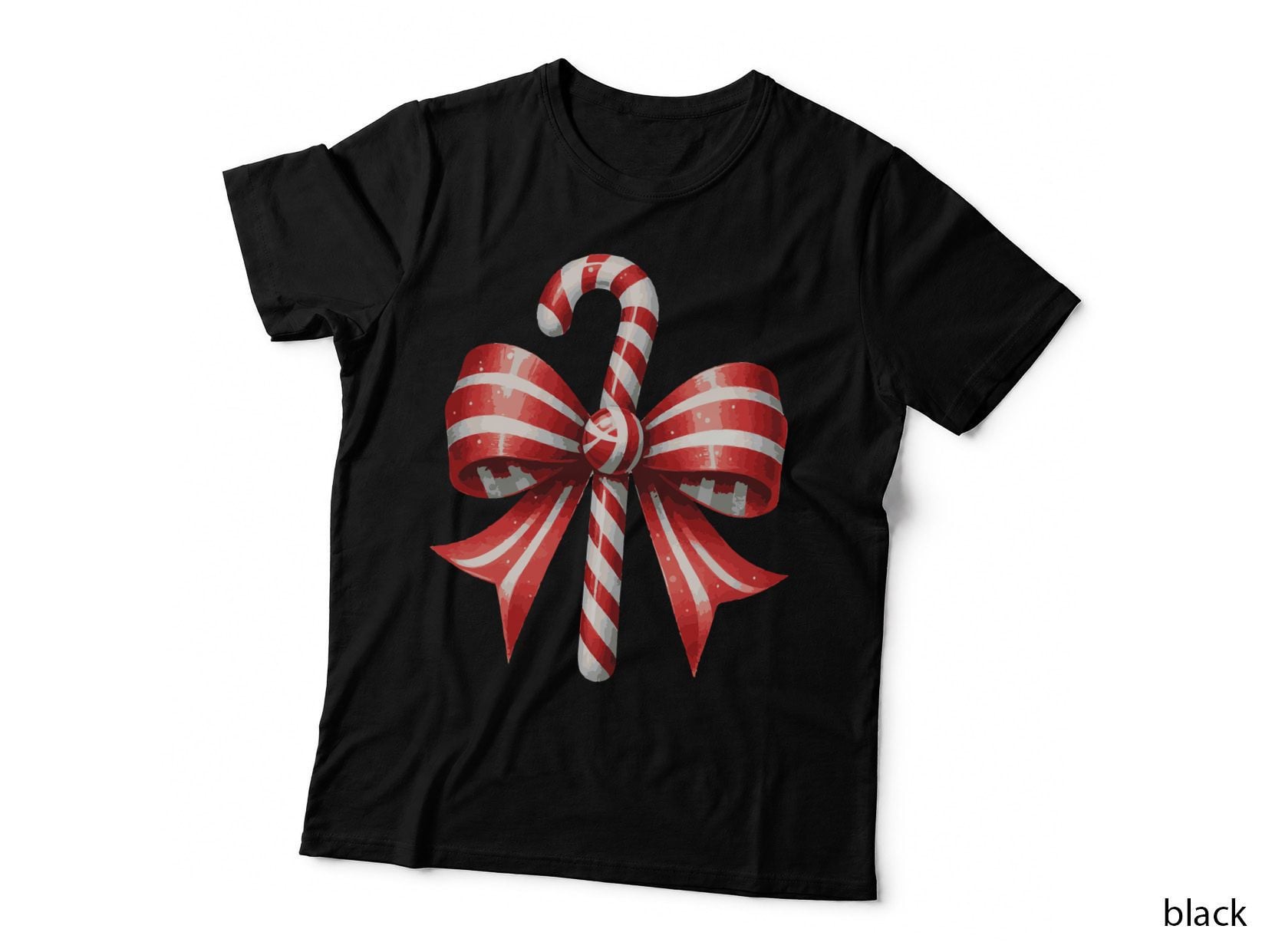 Candy Cane Bow Design Christmas Coquette T-Shirt