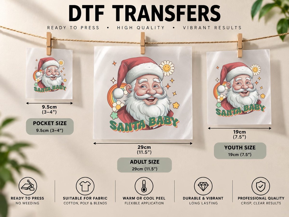 Candy Cane Bow Design Christmas, Christmas Graphic DTF Transfer Iron On