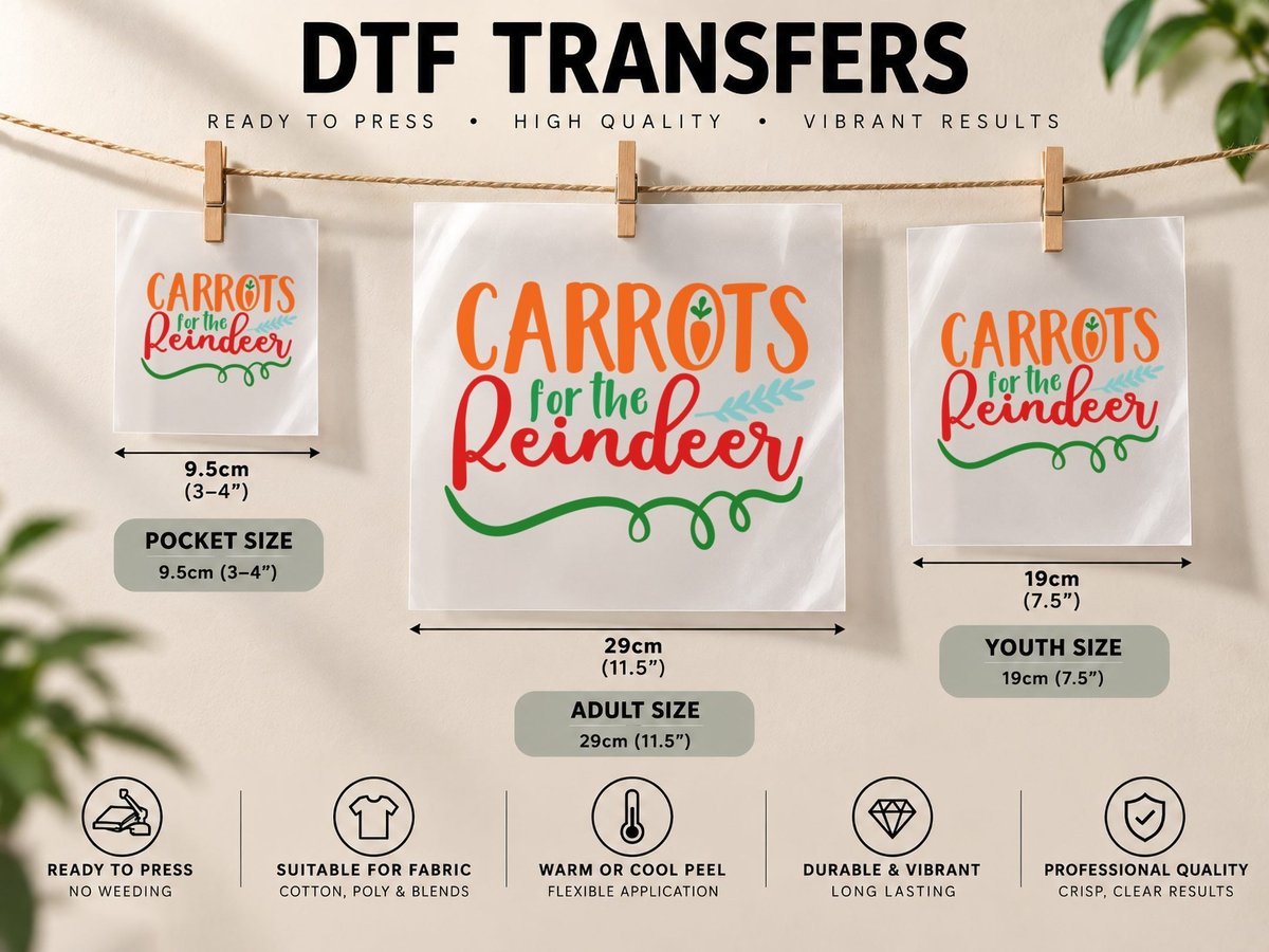 Carrots for the Reindeer DTF Transfer Iron On