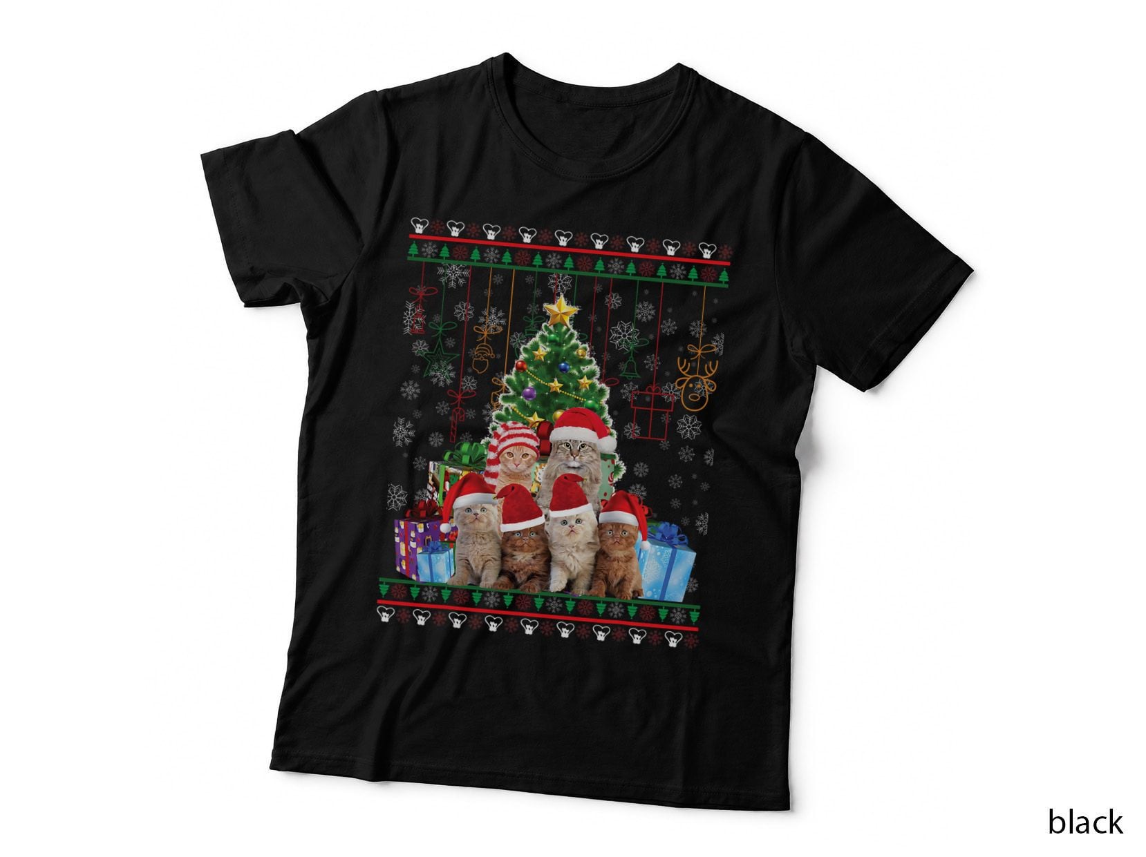Cat Christmas Funny Ugly Women Men Merry Gift, Holiday Humor, Festive T-Shirt