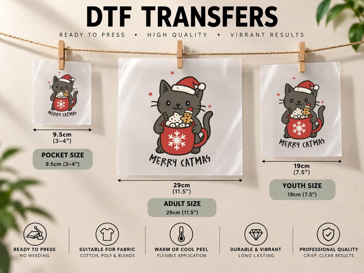Cat Santa Mug Hot Drink Christmas, Funny Xmas Graphic DTF Transfer Iron On