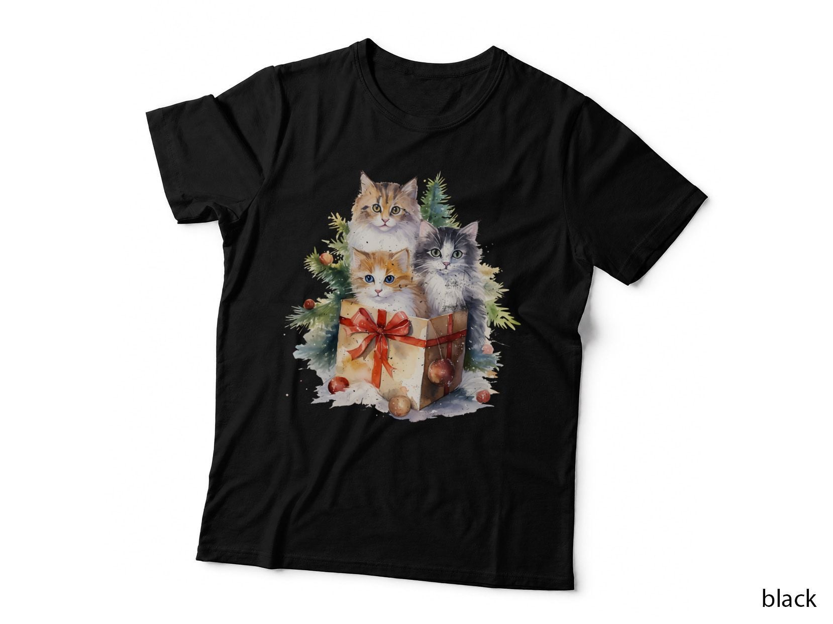 Cats in a Christmas Gift Box Cat T-Shirt, Cat Graphic Tee, Cat Lover Shirt