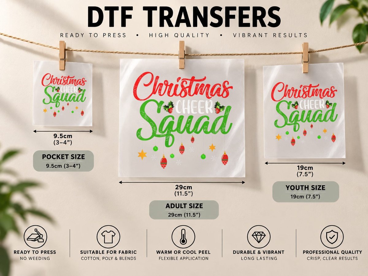 Cheerleading Sports Lover Christmas Cheer Squad, Seasonal DTF Transfer Iron On