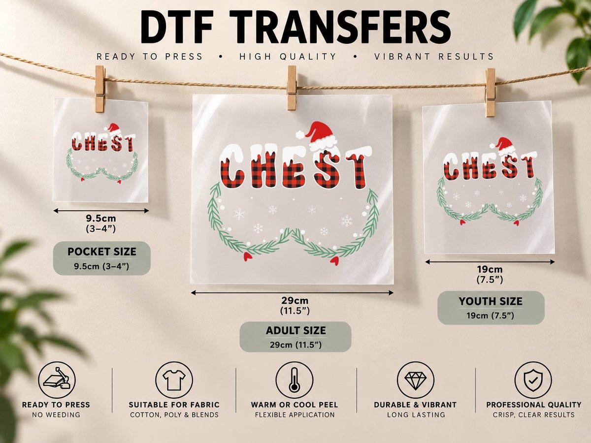Chest Nuts Funny Christmas Couple Matching Pajamas DTF Transfer Iron On