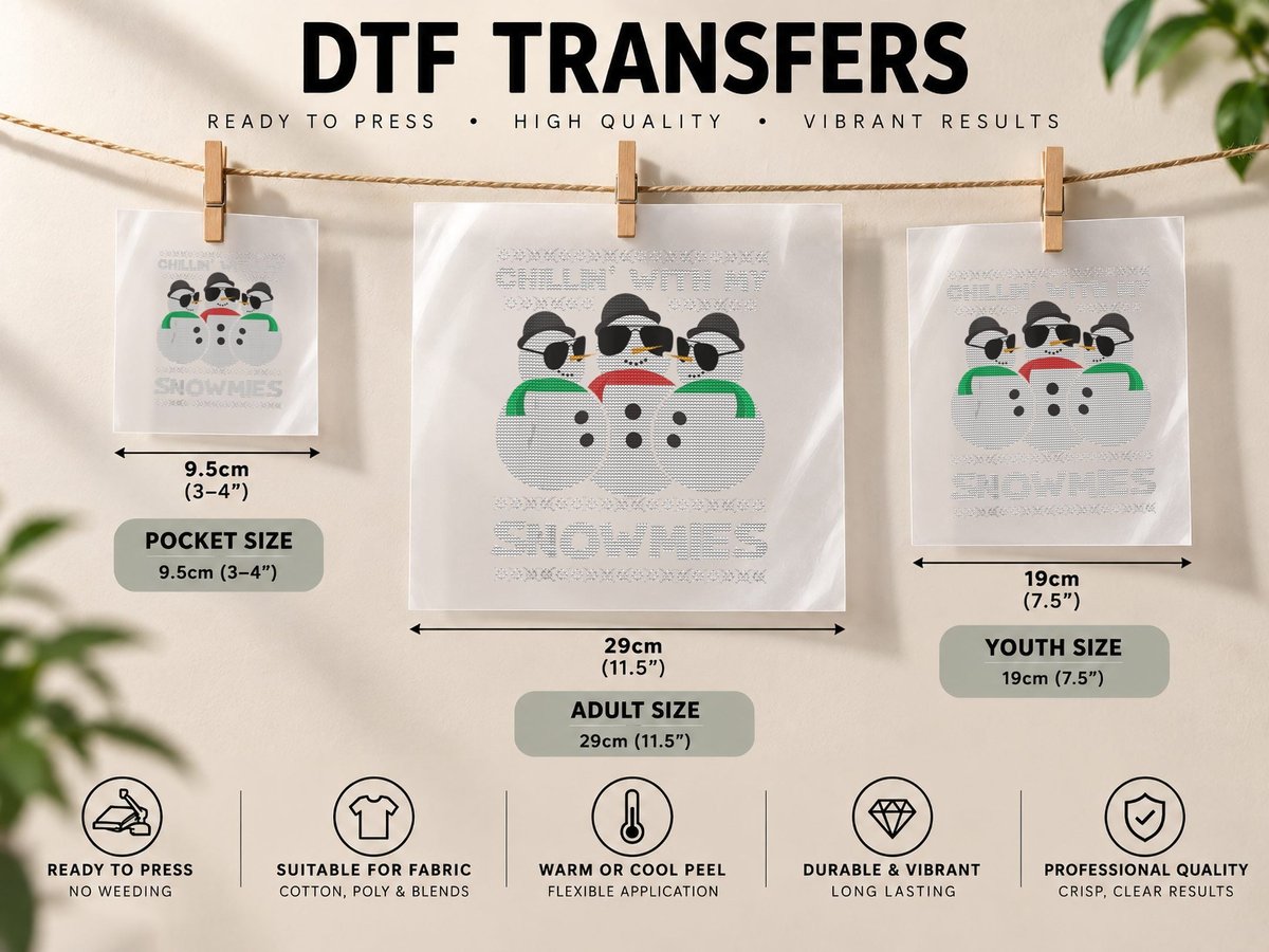 Chillin with My Snowmies Snowman Ugly Christmas Gift DTF Transfer Iron On